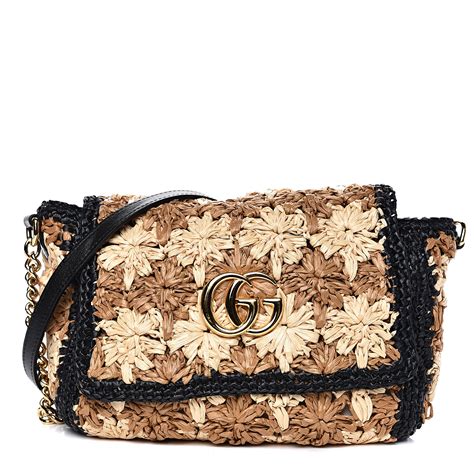 gucci straw mini shoulder bag|Gucci raffia tote.